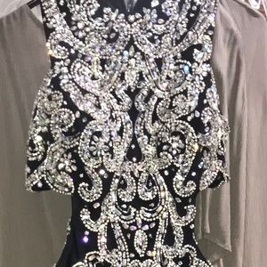 Full length black, cut-out, prom dress